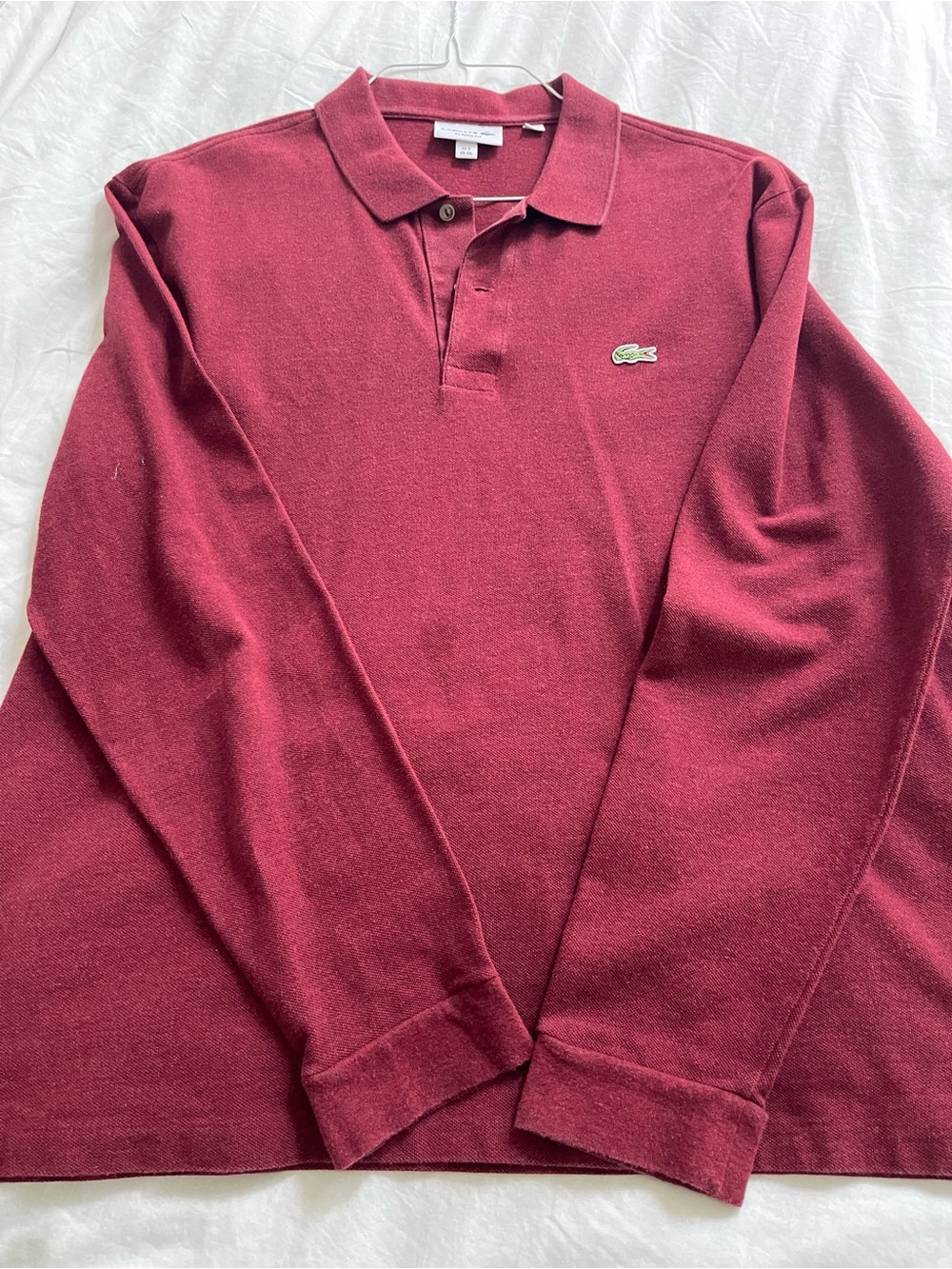 Lacoste Men's Long Sleeve Polo - Wine Red